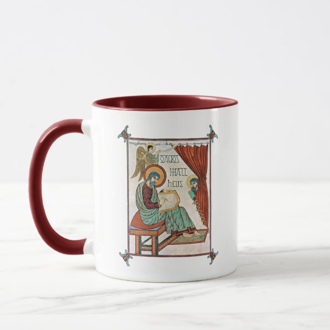 Matthew From Lindisfarne Mediaeval Manuscript Mug (Left)