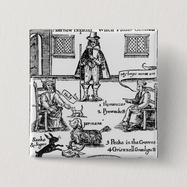 Matthew Hopkins, the Witchfinder General 15 Cm Square Badge (Front)
