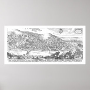 Matthew Merian: Heidelberg panorama from 1620 Poster