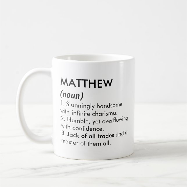 Matthew name, Editable name, Custom name Coffee Mug (Left)