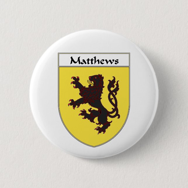 Matthews Coat of Arms/Family Crest 6 Cm Round Badge (Front)