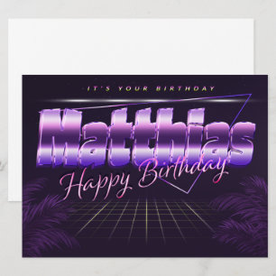 Matthias Name Vorname lila retro Karte Geburtstag Card