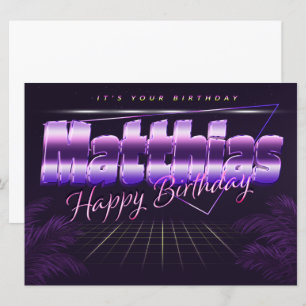 Matthias Name Vorname lila retro Karte Geburtstag Card