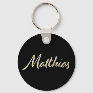 Matthias Name whitegold Button Schlüsselanhänger Key Ring