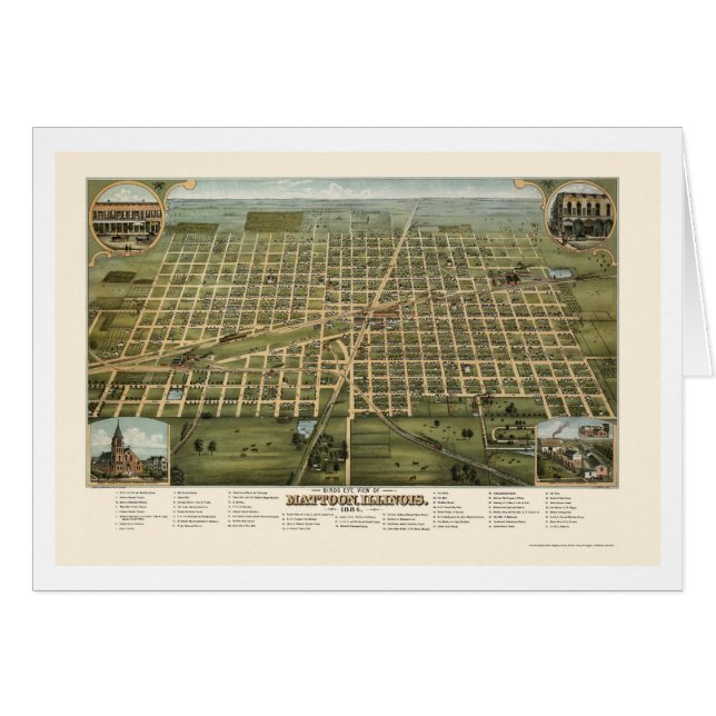 Mattoon, IL Panoramic Map - 1884 (Front Horizontal)