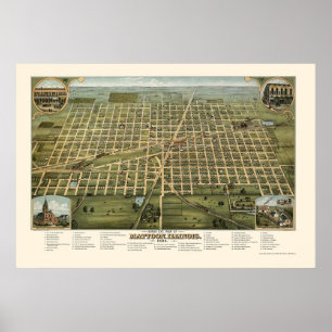 Mattoon, IL Panoramic Map - 1884 Poster