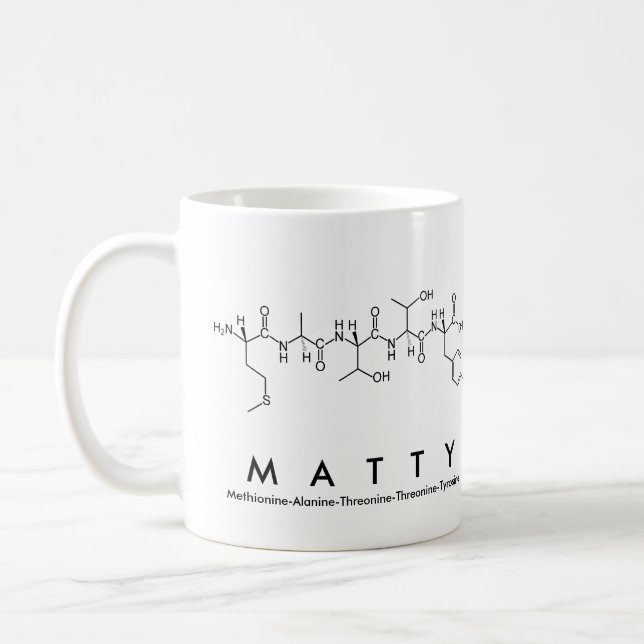 Matty peptide name mug (Left)