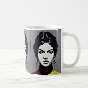 Mature girl, in double colour frame coffee mug