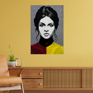Mature girl, in double colour frame poster