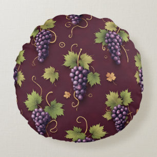 Mature Grapes, Author Natasha Us Round Cushion