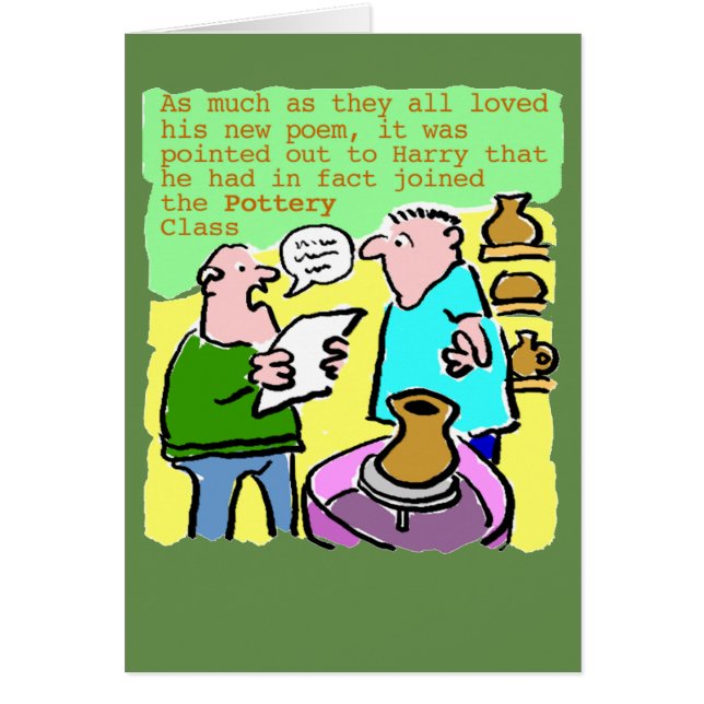 Mature Student Reads a Poem in the Pottery Class (Front)