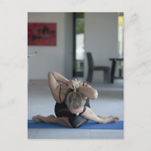 Mature woman exercising 3 postcard