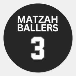 Matzah Ballers 3 Funny Jewish Pun Basketball Team Classic Round Sticker