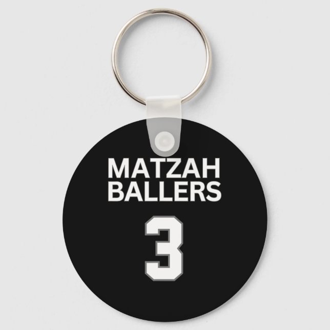 Matzah Ballers 3 Funny Jewish Pun Basketball Team  Key Ring (Front)