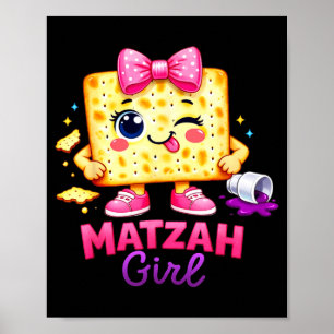 Matzah Girl Happy ver Jewish Pesach Seder Poster