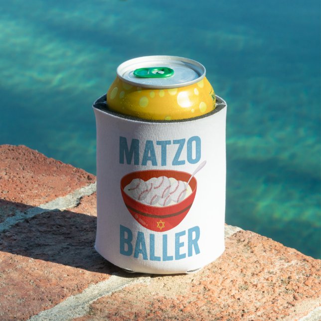 Matzo Baller Funny Baseball Hanukkah Holiday Gift  Can Cooler (In Situ Pool)