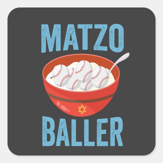 Matzo Baller Funny Baseball Hanukkah Holiday Gift  Square Sticker (Front)