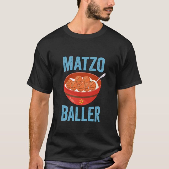 Matzo Baller Funny Basketball Hanukkah Holiday   T-Shirt (Front)
