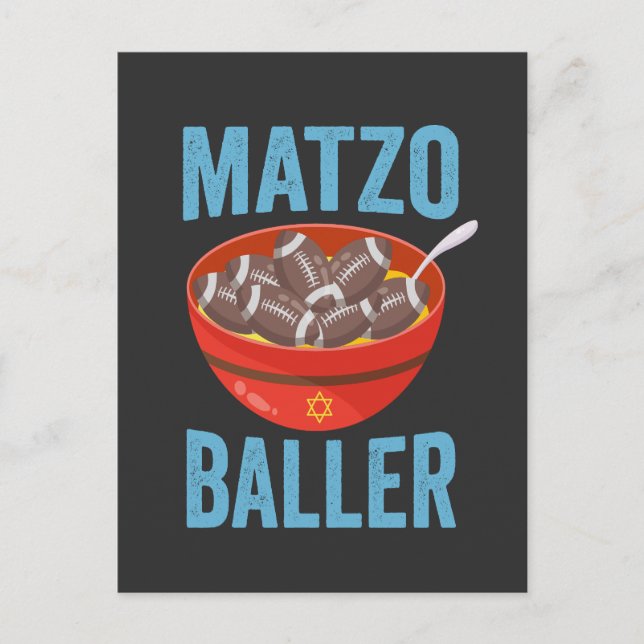 Matzo Baller Funny Football Hanukkah Rugby Gift  Invitation Postcard (Front)