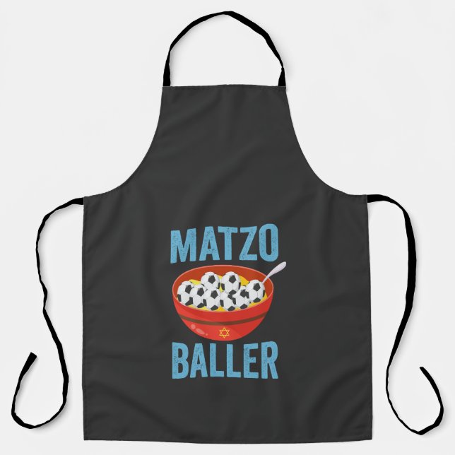 Matzo Baller Funny Soccer Hanukkah Holiday Gift  Apron (Front)