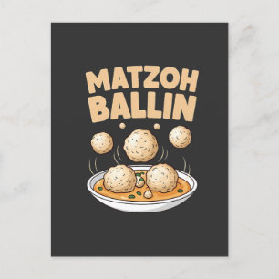 Matzo Baller Hanukkah Food Jewish Culture Announcement Postcard