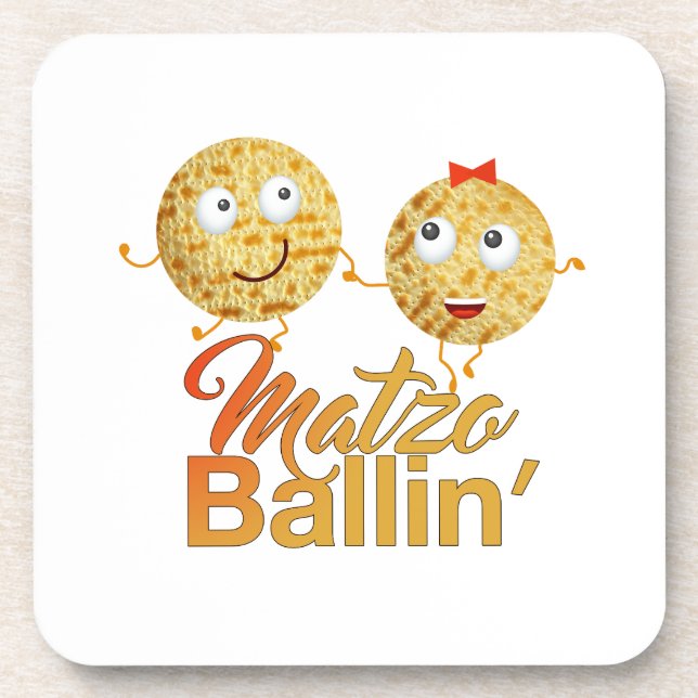 Matzo Ballin'. Passover, Pesach Seder Coaster (Front)
