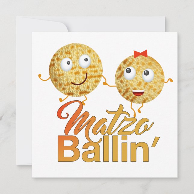 Matzo Ballin'. Passover Pesach Seder Invitation (Front)