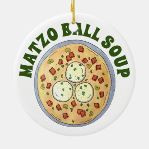 Matzo Matzah Ball Soup Jewish Cuisine Passover Ceramic Tree Decoration