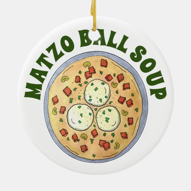 Matzo Matzah Ball Soup Jewish Cuisine Passover Ceramic Tree Decoration (Back)
