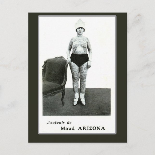 Maud Arizona, Tattooed Wonder Lady Postcard (Front)