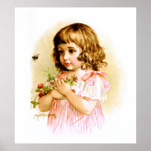 Maud Humphrey: Summer Girl with Flowers and Bee Poster