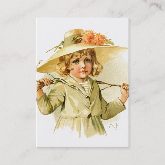 Maud Humphrey: Winter Girl with Branch Business Card (Front)