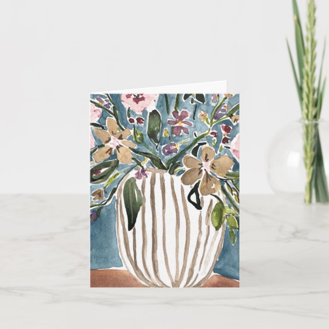 Maude Blue Floral Greeting Card (Front)