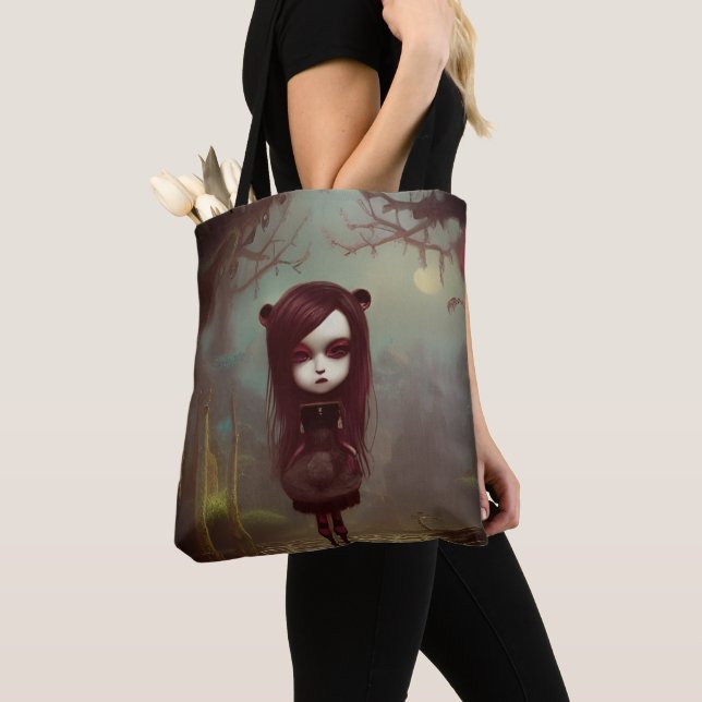 Maude Gothic Illustration Tote Bag (Close Up)