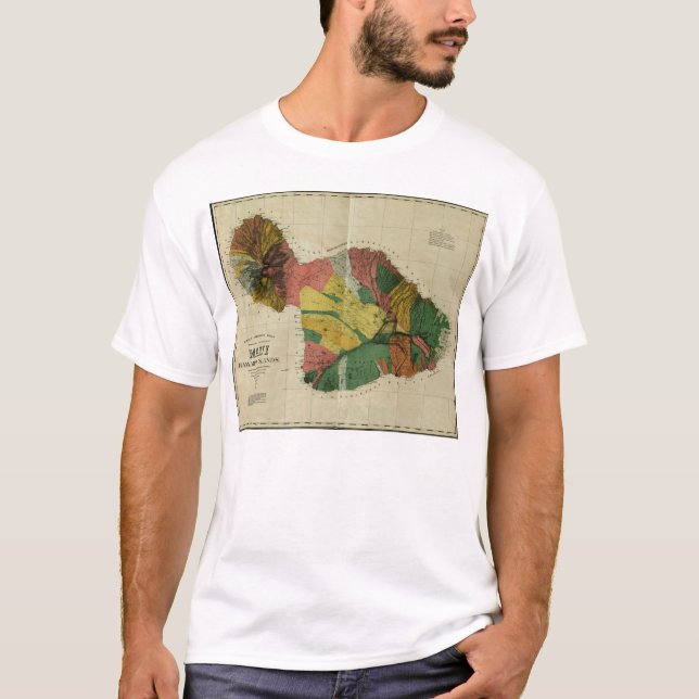 Maui, 1885, Vintage Hawaii Map T-Shirt (Front)