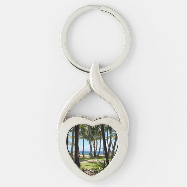 Maui Beach Hawaii Palm Trees Key Ring (Front)