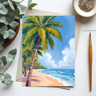 Maui Beach Palm Trees Painting Postcard
