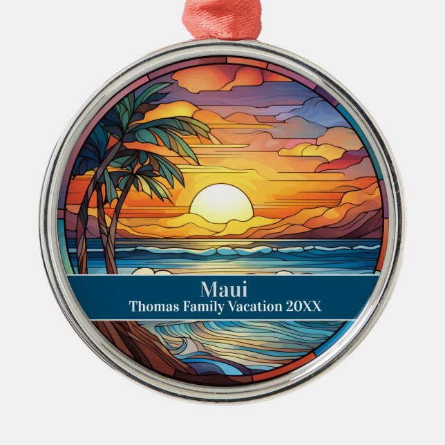 Maui Beach Vacation Metal Tree Decoration (Front)