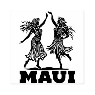 Maui Beautiful Hawaiian Hula Dancer Rubber Stamp  