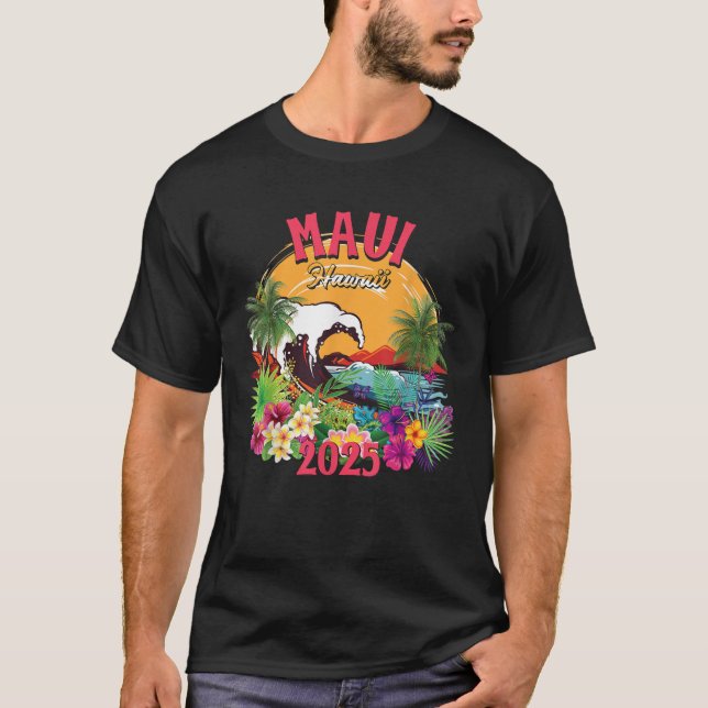 Maui Hawaii 2025 Matching Family Hawaiian Summer V T-Shirt (Front)