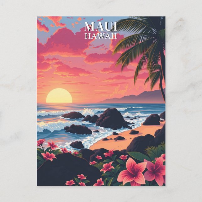 Maui Hawaii Aloha Vintage Travel Postcard (Front)