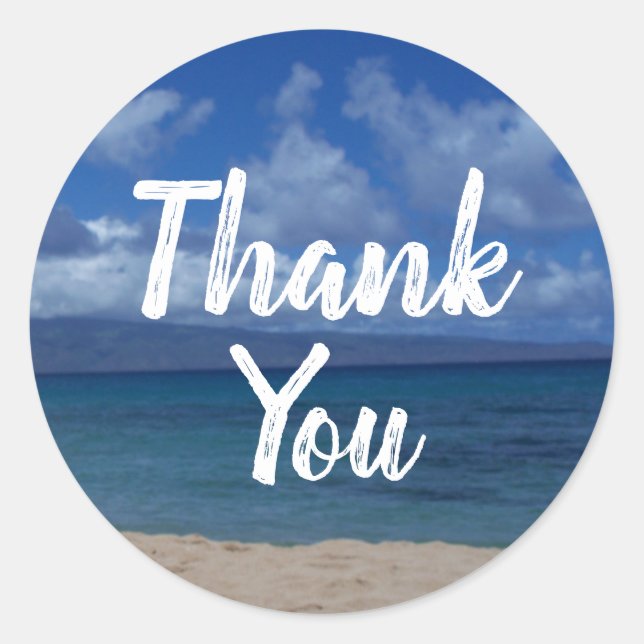 Maui Hawaii Beach Ocean View Classic Round Sticker (Front)