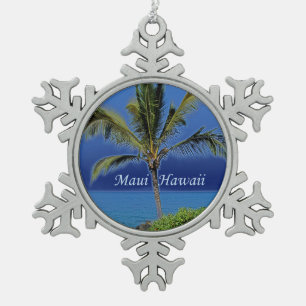 Maui Hawaii Beach Snowflake Pewter Christmas Ornament
