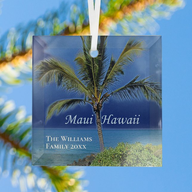 Maui Hawaii Beautiful Custom Keepsake Beach House Glass Tree Decoration (Creator Uploaded)