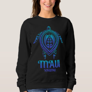 Maui Hawaii blue Hawaiian Maui Tattoo Style Sea Tu Sweatshirt