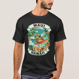 Maui Hawaii Cute Sea Turtle Surfing Summer Vacatio T-Shirt