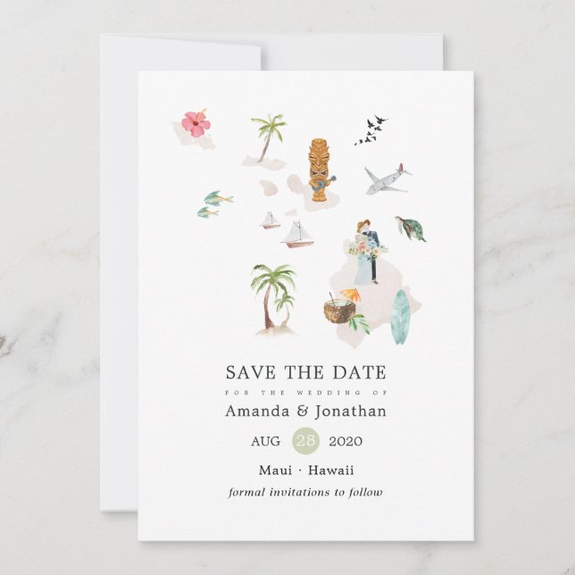 Maui - Hawaii Destination Wedding Holiday Card (Front)