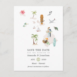 Maui - Hawaii Destination Wedding Save the Date Announcement Postcard