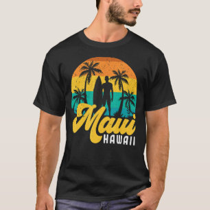 Maui Hawaii Hawaiian Beach Surfing 70's Surf Retro T-Shirt