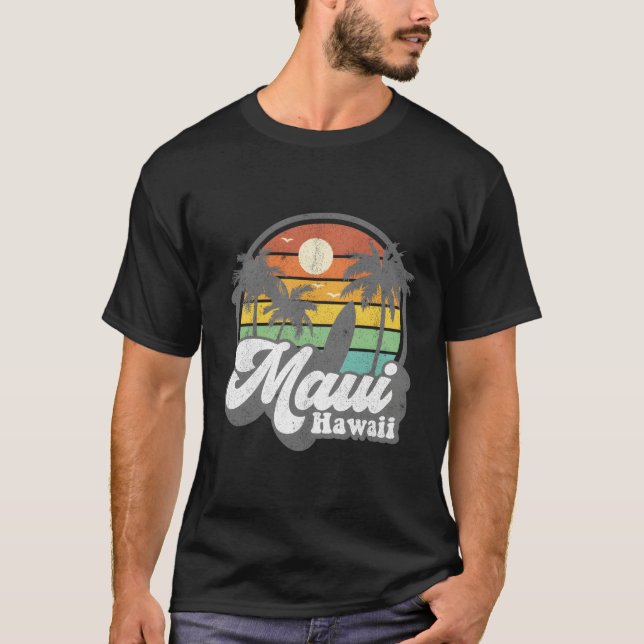 Maui Hawaii Hawaiian Beach Surfing 70'S Surf T-Shirt (Front)